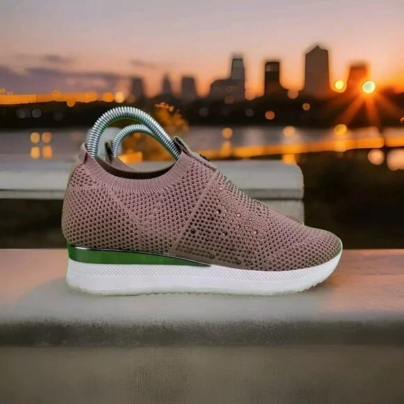 ✅Carvela Janeiro Embellished Knitted Trainers BLUSH Pull On Sneakers Women's 36 - Picture 1 of 13